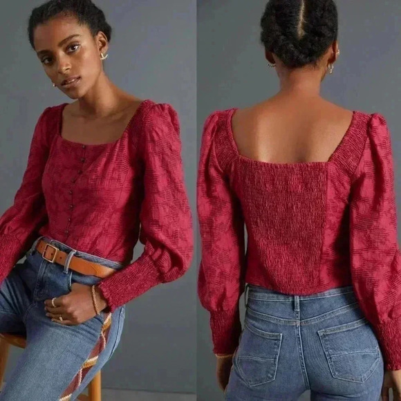 Anthropologie Romantic Puff-Sleeved Blouse Size XS NWT - Picture 1 of 12